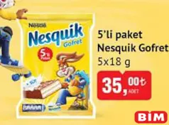 NESTLE 5'Lİ PAKET NESQUİK GOFRET 5X18 G